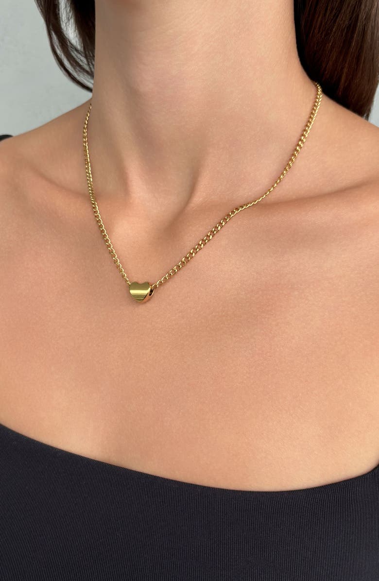 Adornia 18K Gold Plated Sterling Silver Heart Pendant Necklace, Alternate, color, Gold