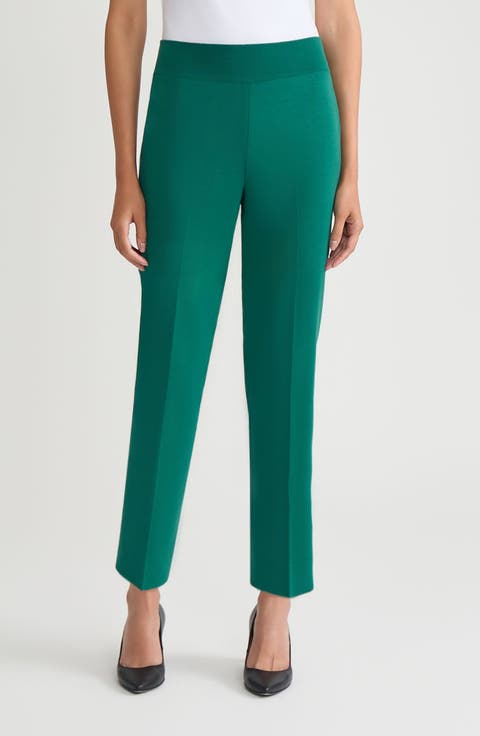 Pull-On Straight Leg Ankle Pants