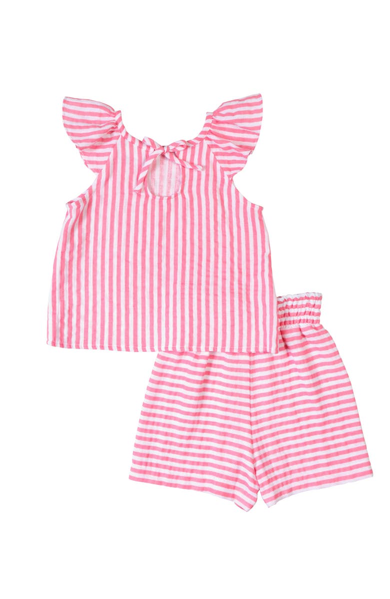 Florence Eiseman Stripe Gauze Top And Shorts, Alternate, color, Coral/White