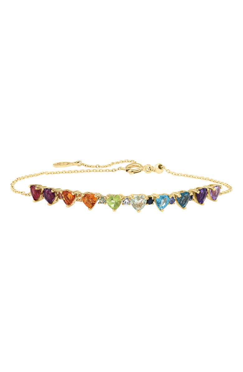 EFFY 14K Yellow Gold Semiprecious Stone Heart & Diamond Bracelet - 0.03ct., Main, color, 
