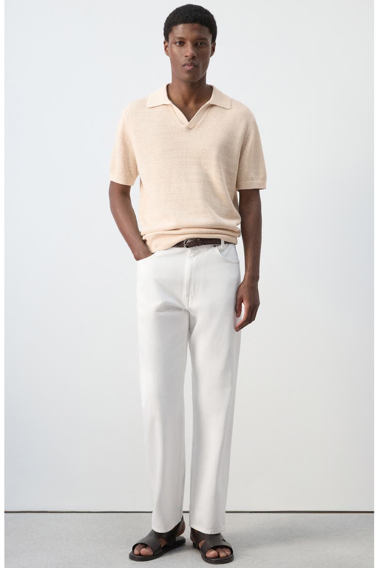 Microstructure Cotton Blend Polo, Alternate, color, ECRU