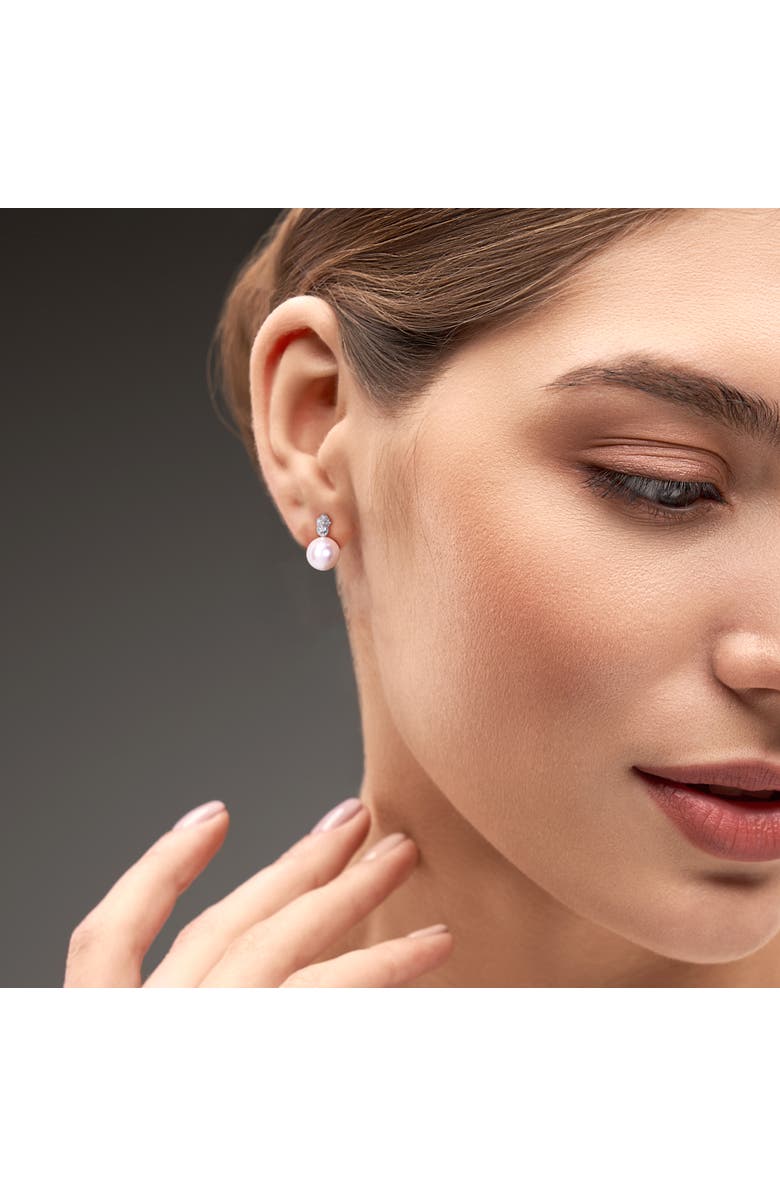 Julianna B. Pearl, White Sapphire & Diamond Stud Earrings 10k, Alternate, color, 10K White Gold