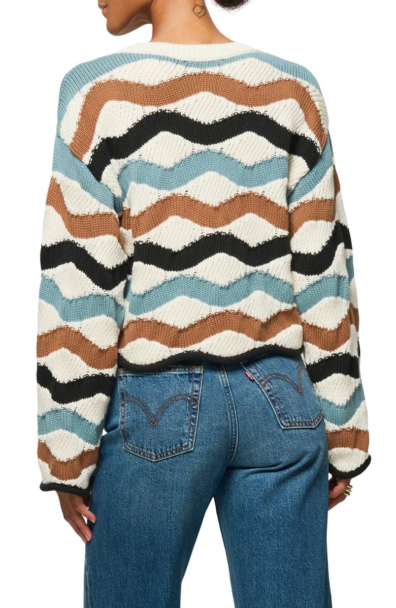 Nation LTD Poppy Wavy Stripe Pima Cotton Sweater, Alternate, color, Multi Waves