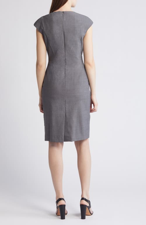 Hugo Boss Cap Sleeve Wool Sheath Dress In Anthracite Melange