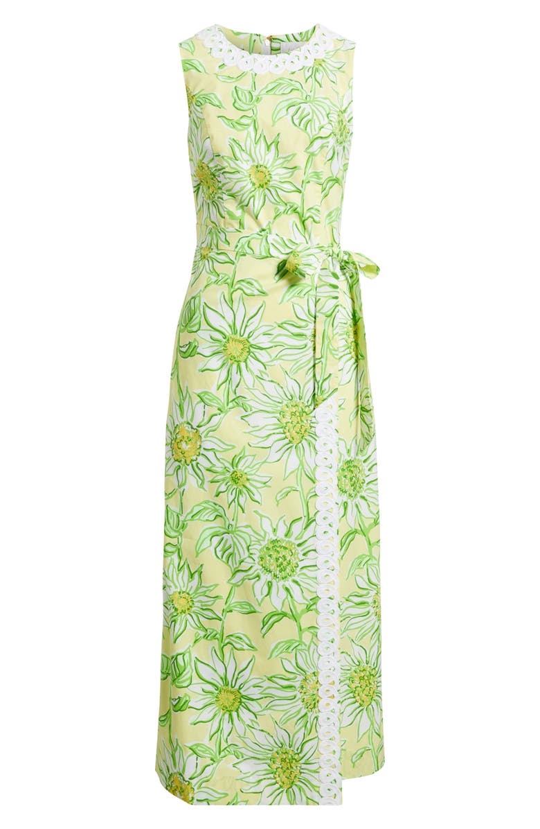Lilly Pulitzer<sup>®</sup> Fresia Lace Detail Stretch Cotton Maxi Dress, Alternate, color, Limoncello Sunbelievable