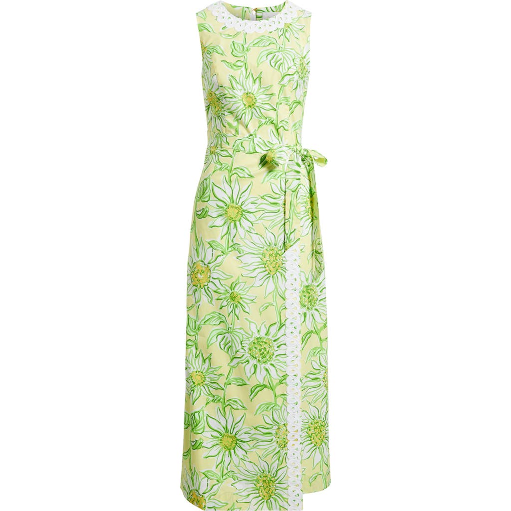 Lilly Pulitzer Fresia Stretch Maxi Shift Dress In Limoncello Sunbelievable In Green