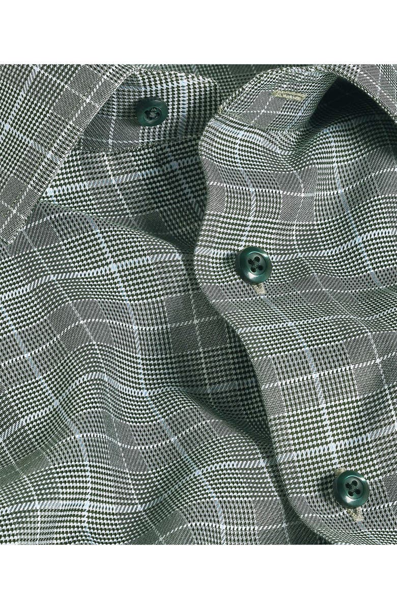 David Donahue Trim Fit Twill Glen Check Cotton Dress Shirt, Alternate, color, Hunter