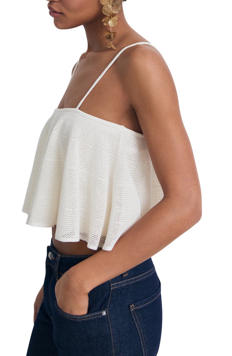 MANGO Ruffle Knit Crop Camisole, Alternate, color, White