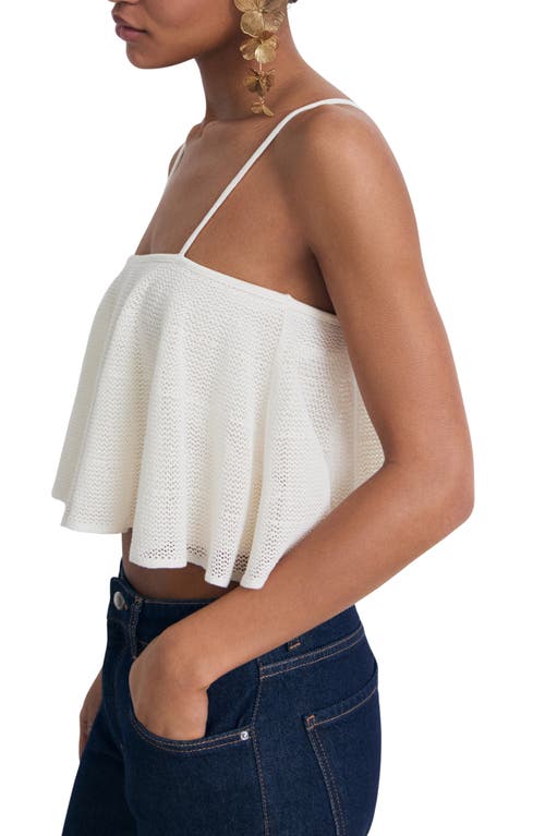 Mango Ruffle Knit Crop Camisole In White