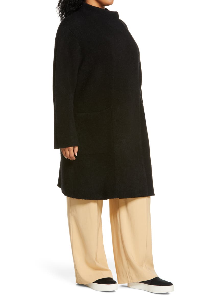 Clean Edge Wool & Alpaca Blend Coat, Alternate, color, BLACK
