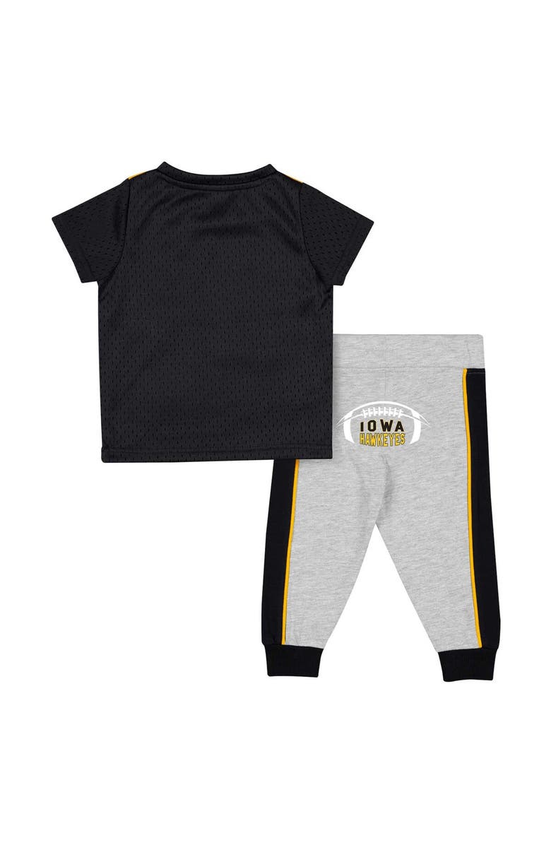 COLOSSEUM Infant Colosseum Black/Heather Gray Iowa Hawkeyes Ka-Boot-It Jersey & Pants Set, Alternate, color, Black