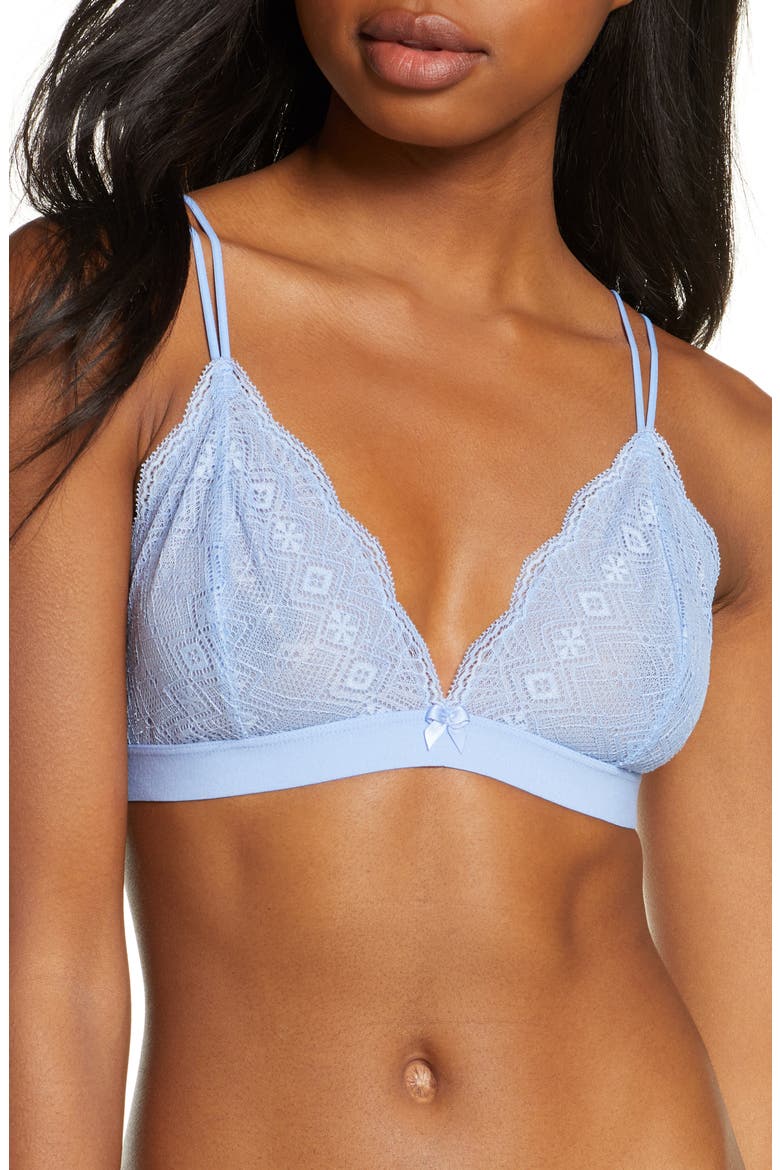 x Claudia Sulewski Lace Bralette, Main, color, BLUE ROBBIA