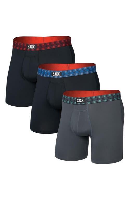 Saxx Assorted 3-pack Multi-sport Mesh Performance Boxer Briefs In Black