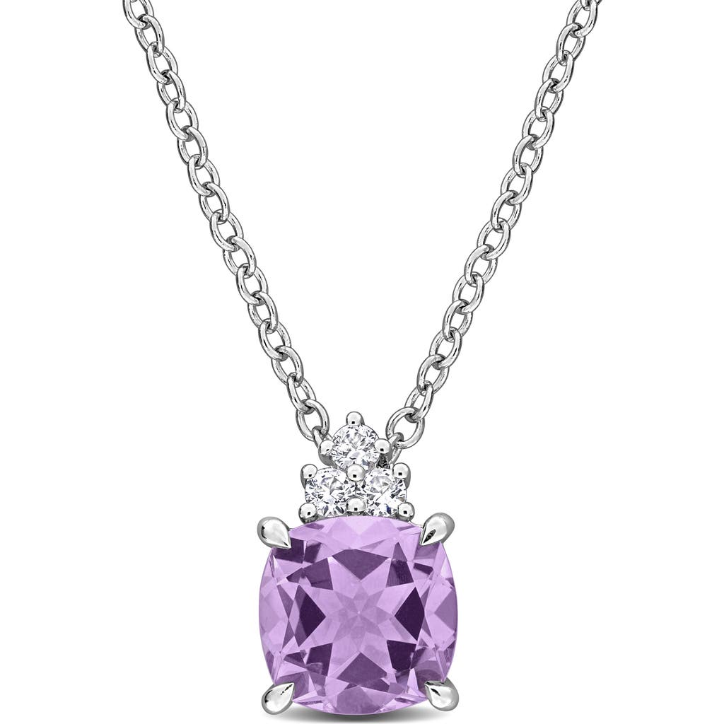 Delmar Pink Amethyst And Lab Created White Sapphire Pendant Necklace In Purple