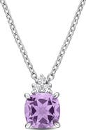 DELMAR Pink Amethyst and Lab Created White Sapphire Pendant Necklace
