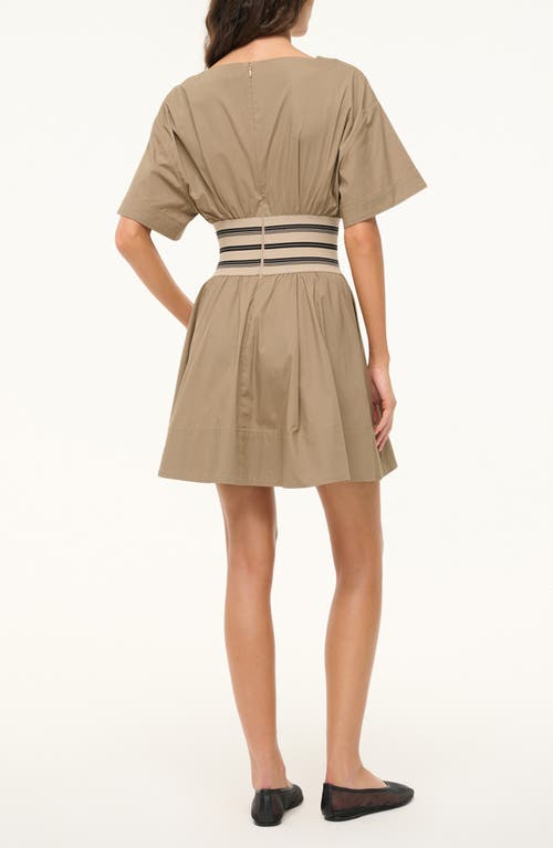 Staud Amy Contrast Detail Minidress In Taupe