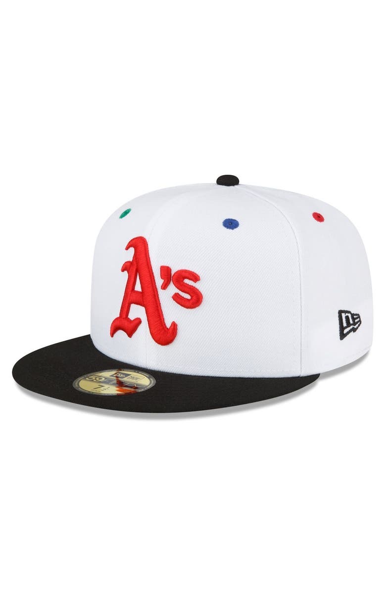 New Era Men's New Era White/Black Oakland Athletics 1973 World Series Primary Eye 59FIFTY Fitted Hat, Alternate, color, White