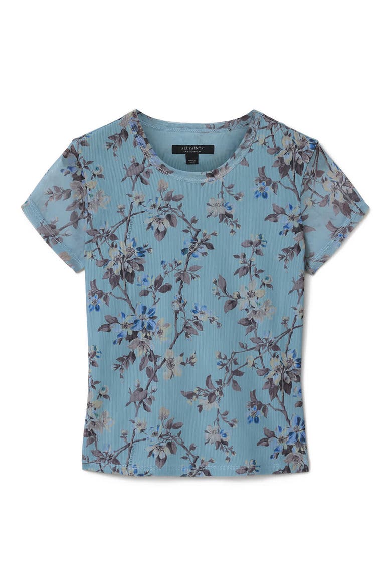 Ellie Floral Mesh T-Shirt, Alternate, color, VINE LAKE BLUE