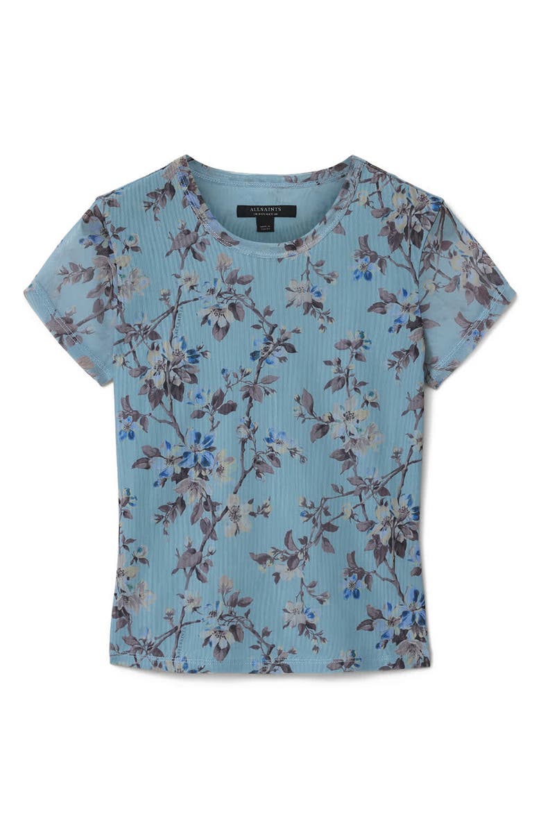 AllSaints Ellie Floral Mesh T-Shirt, Alternate, color, Vine Lake Blue