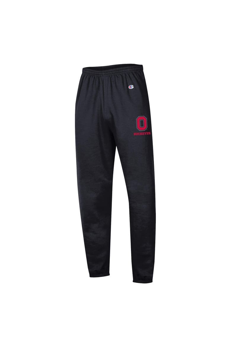 Men's Champion  Black Ohio State Buckeyes Powerblend Banded Fleece Sweatpants, Alternate, color, Black