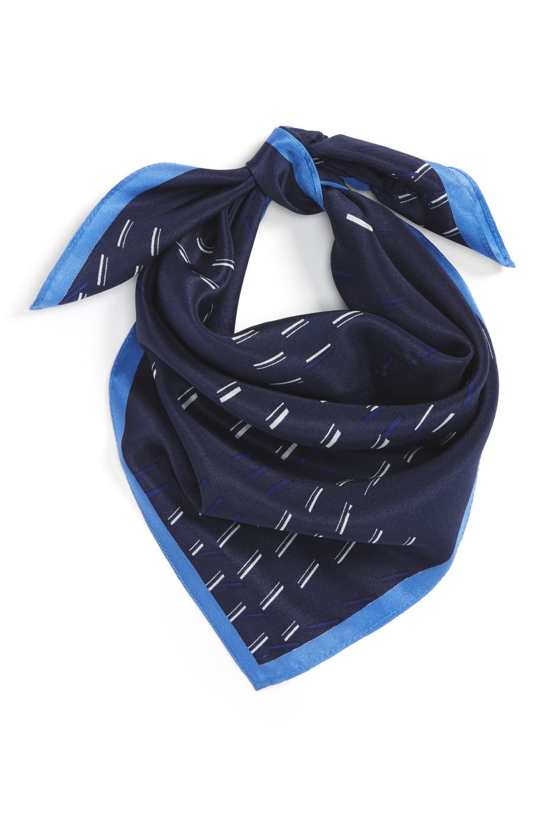 Square Silk Scarf, Main, color, NAVY- COMBO