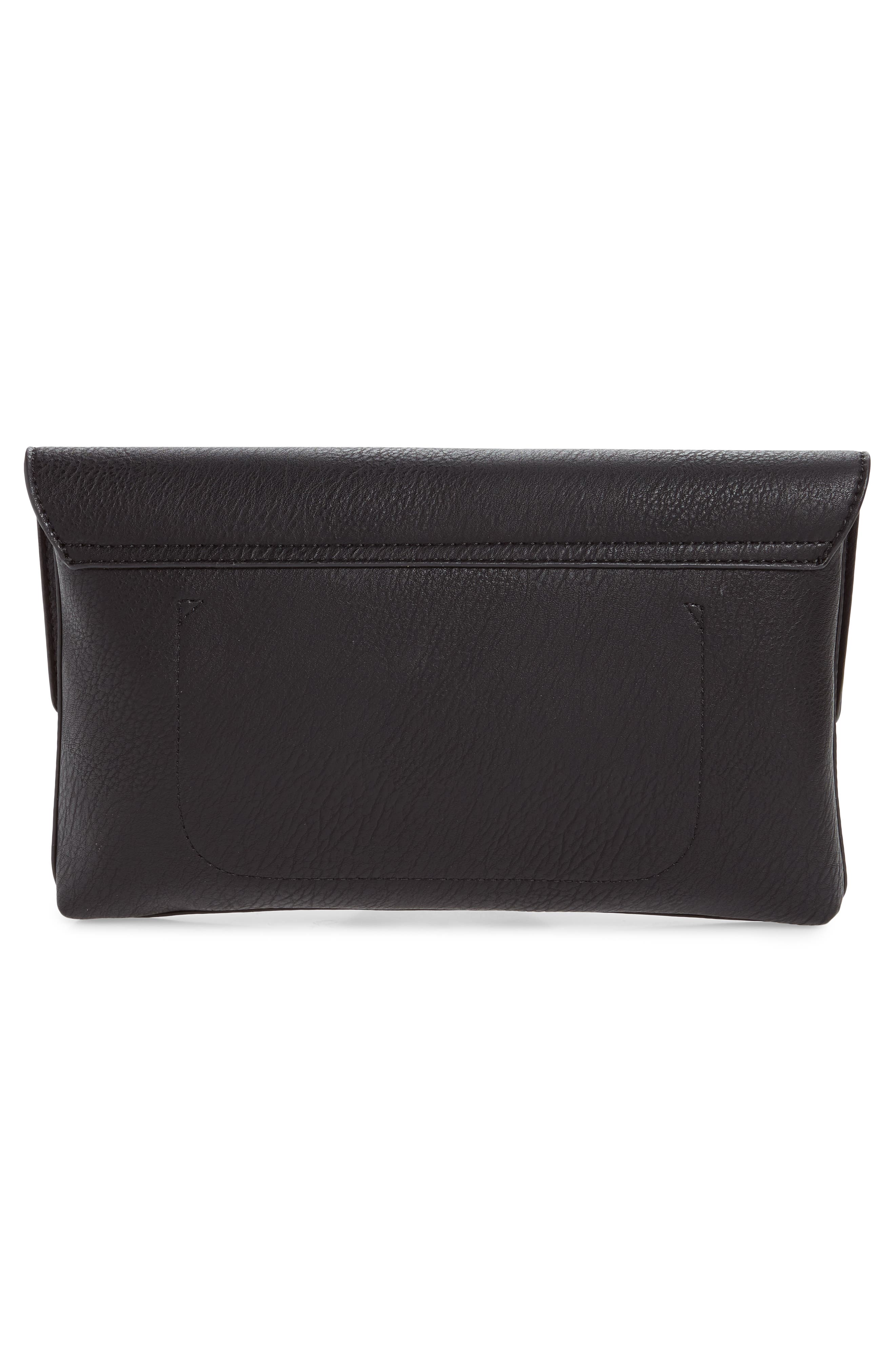 Faux Leather Circle Clutch, Alternate, color, BLACK