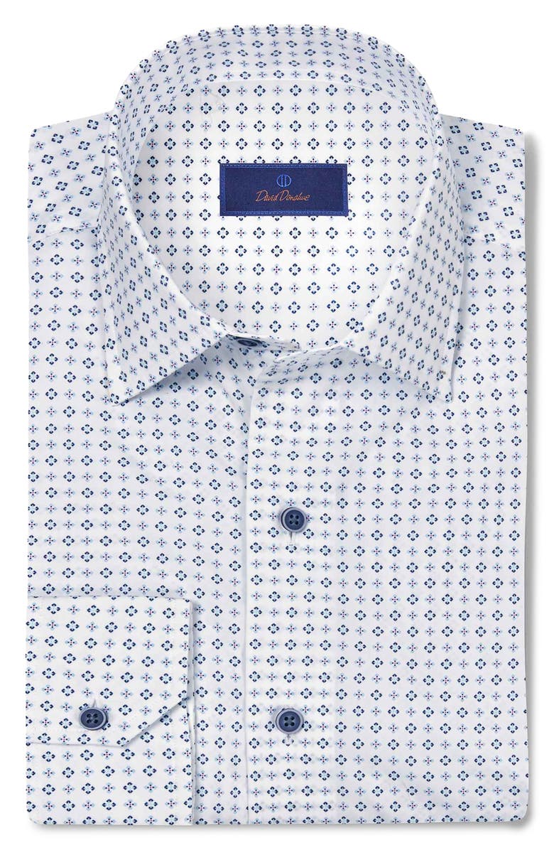David Donahue Neat Print Sport Shirt, Main, color,