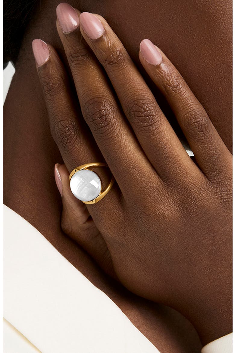 Galleria Quartz Doublet Ring, Alternate, color, IRIDESCENT PEARL/ GOLD