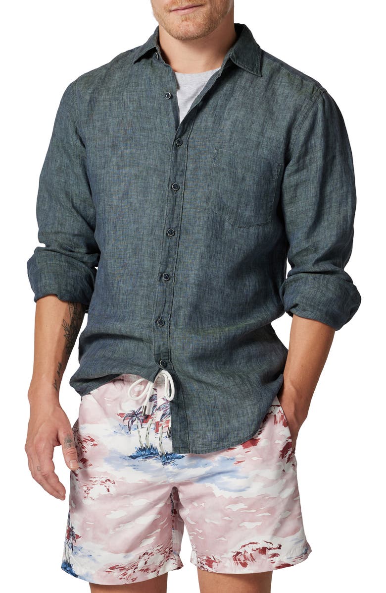 Rodd
Gunn Coromandel Button-Up Linen Shirt, Main, color, Ash