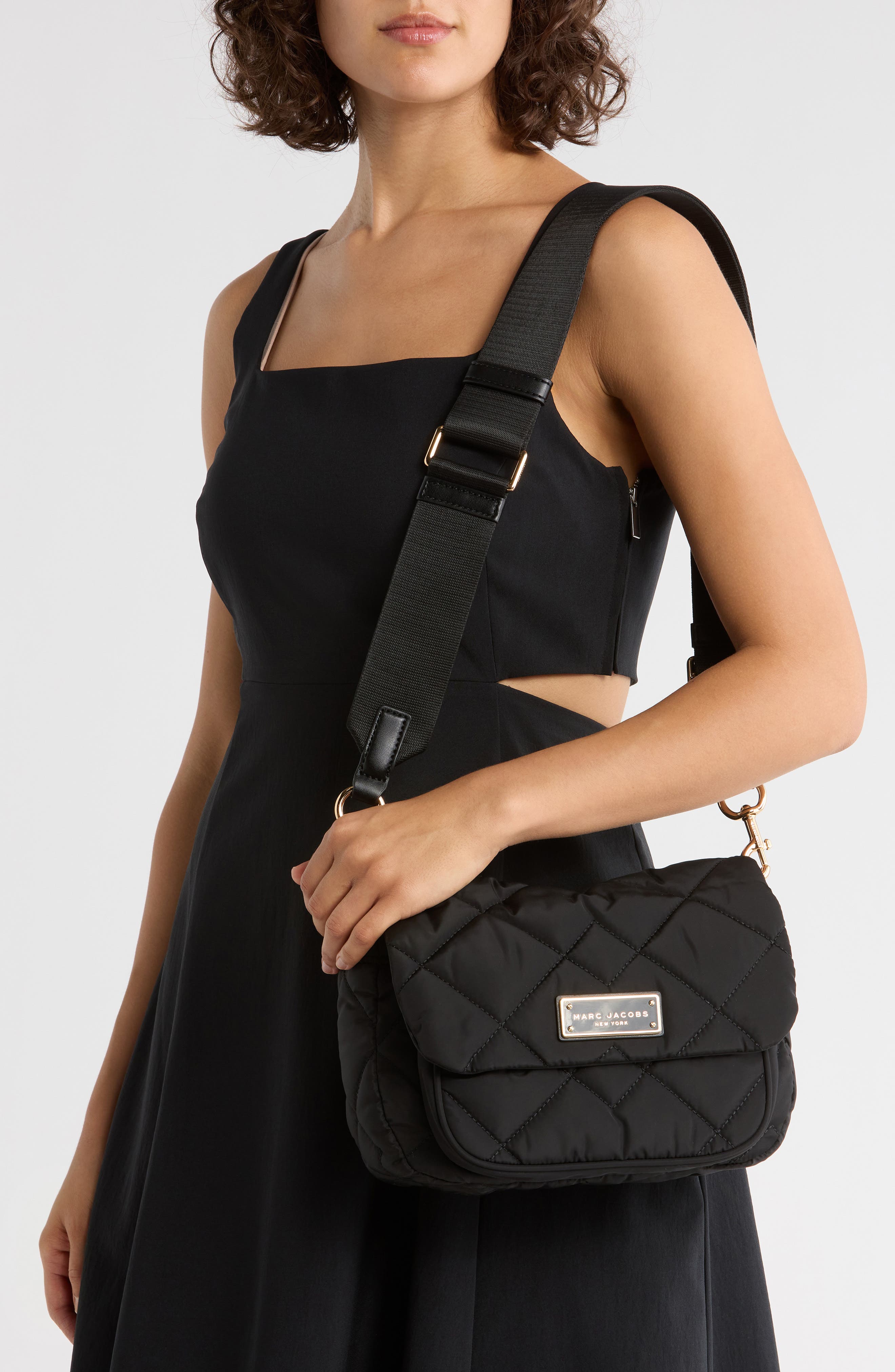 Marc Jacobs Quilted Nylon Utility Messenger Bag, Alternate, color, Black