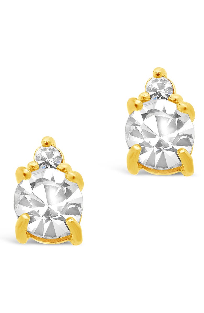 Sterling Forever 14K Gold Plated Sterling Silver Birthstone Stud Earrings - April, Alternate, color, 
