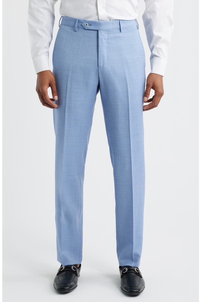 Parker Flat Front Wool Dress Pants, Main, color, LIGHT BLUE
