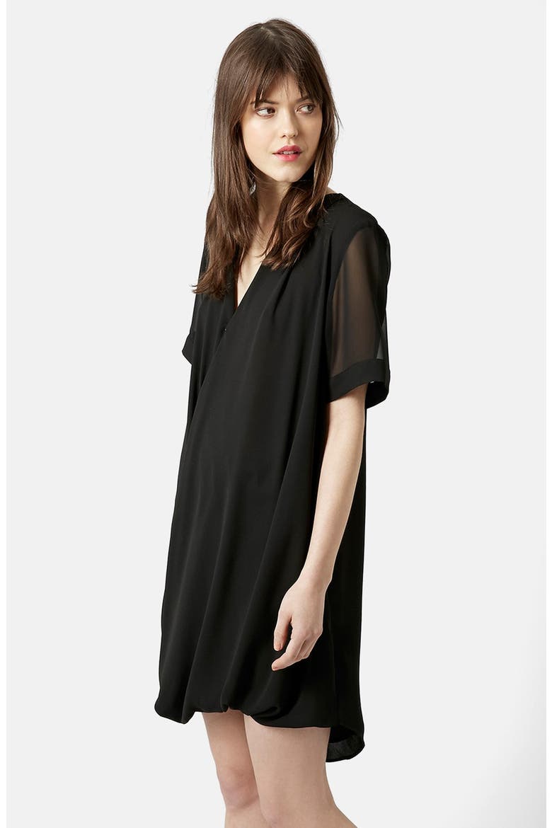 Drape Front Tunic Dress, Main, color, BLACK
