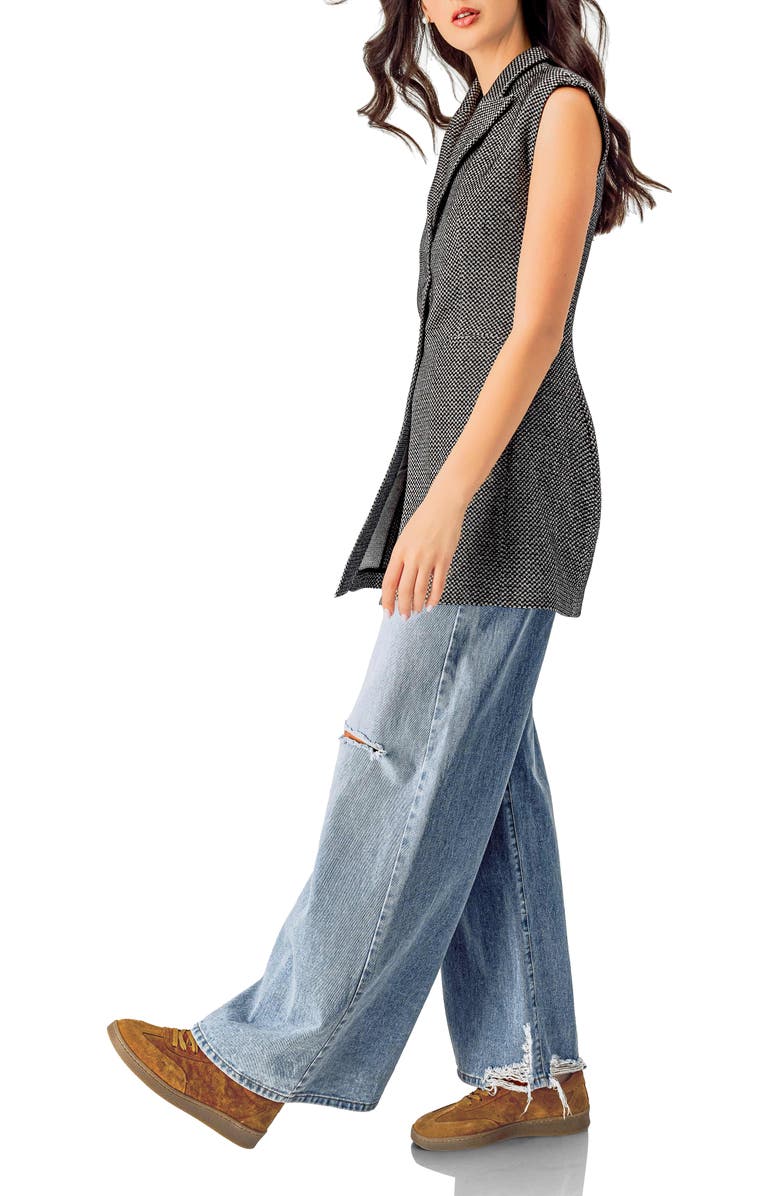 IVONNE Long Checkered Vest, Alternate, color, Black