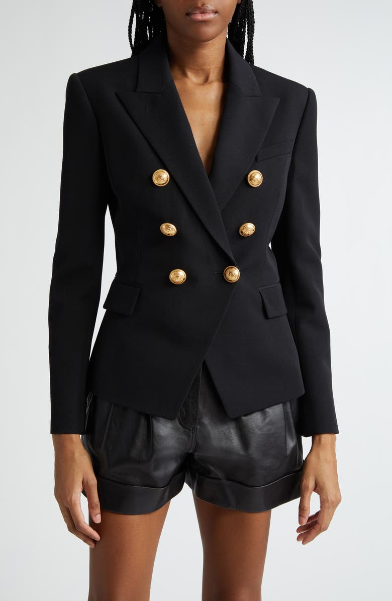 Balmain Classic Six-Button Grain de Poudre Jacket, Main, color, 