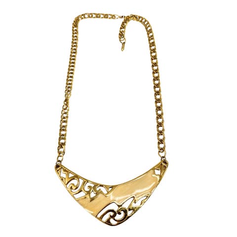 Vintage 1970s Gold Enamel Collar Necklace