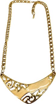 MADISON BEVERLY HILLS Vintage 1970s Gold Enamel Collar Necklace