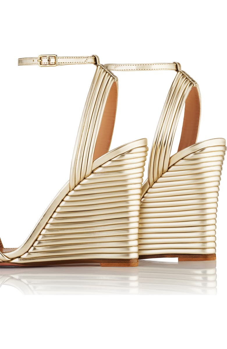 Aquazzura Wow Metallic Wedge Sandal, Alternate, color, Light Gold
