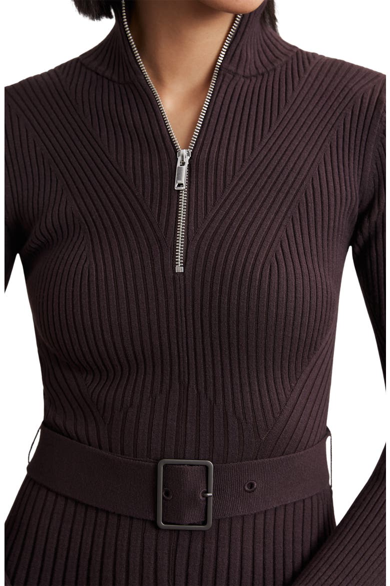 Vienna Belted Long Sleeve Rib Dress, Alternate, color, PLUM PURPLE