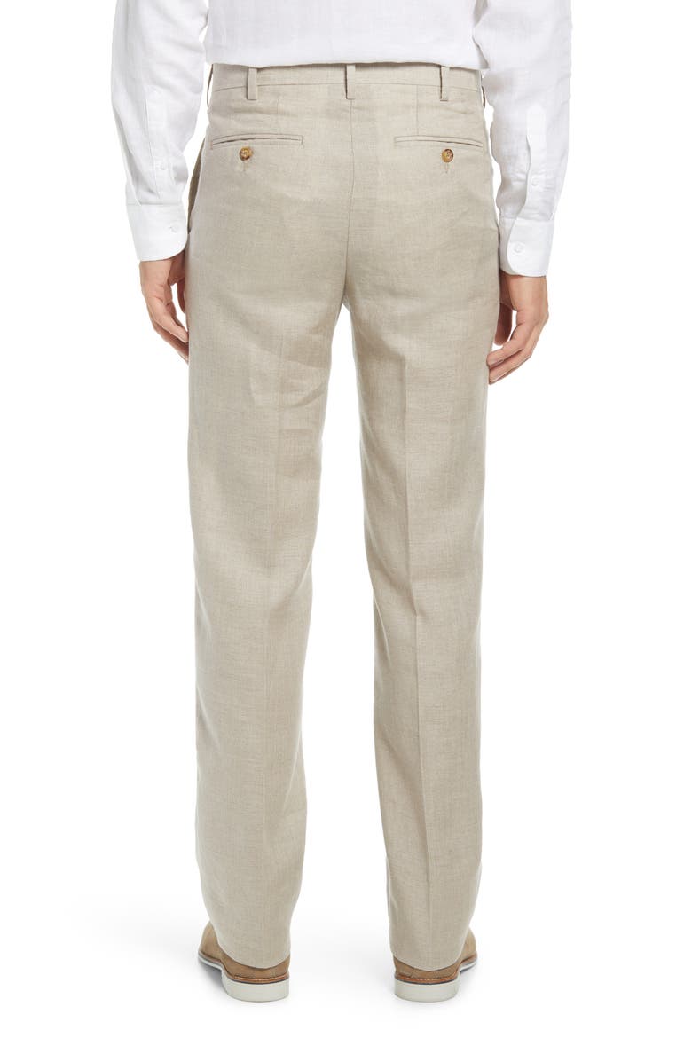 Men's Flat Front Linen Dress Pants, Alternate, color, NATURAL