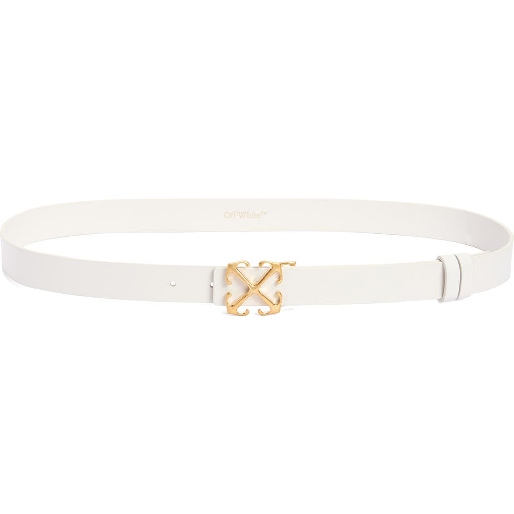Off-white Arrow Buckle Leather Belt In White