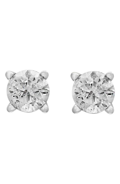 14K White Gold Round Diamond Stud Earrings - 0.25 ctw.