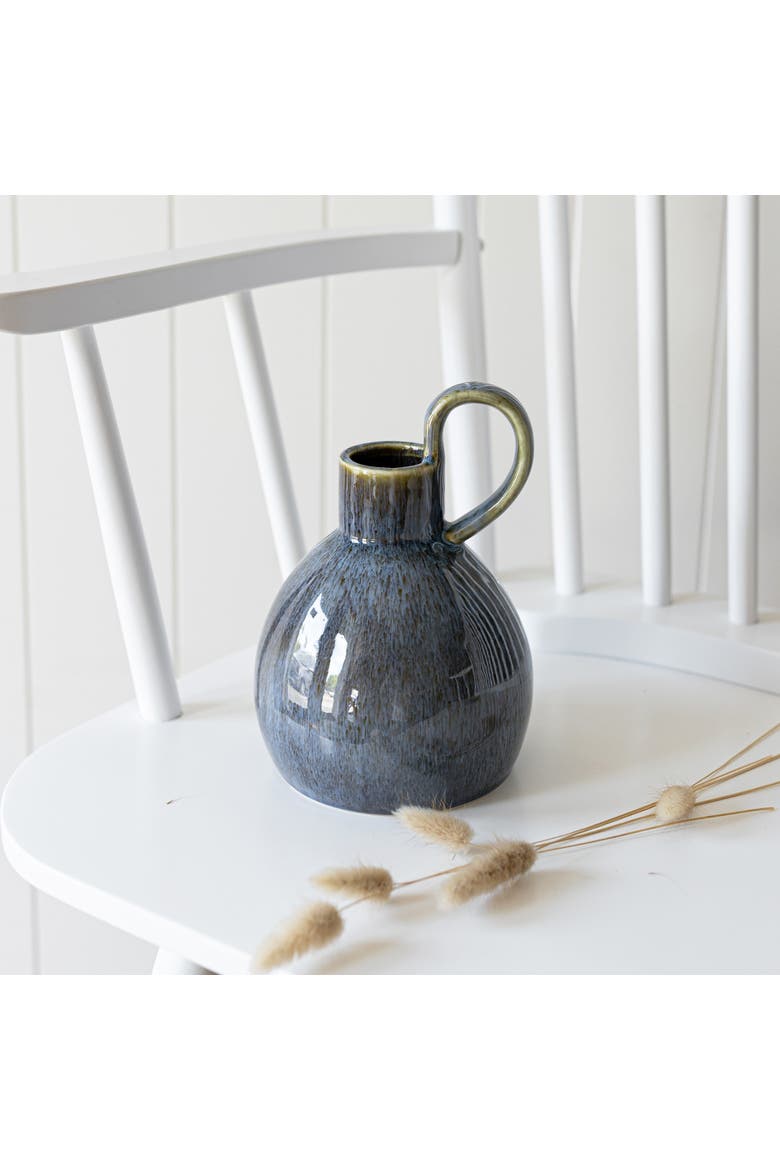 Oversized Handle Pitcher Vase Blue Porcelain, Alternate, color, Blue