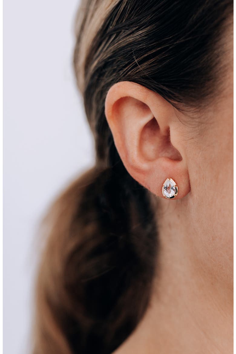 Mélia Pear Stud Earrings, Alternate, color, YELLOW GOLD
