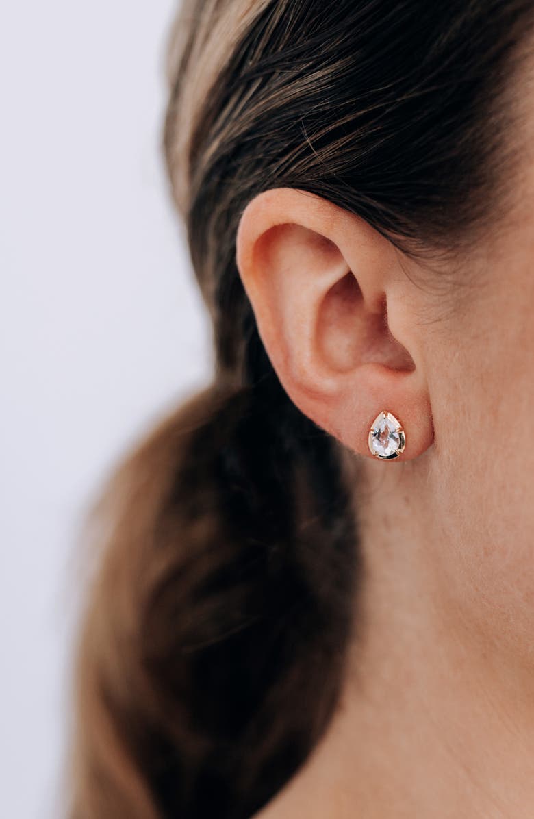 Anzie Mélia Pear Stud Earrings, Alternate, color, Yellow Gold