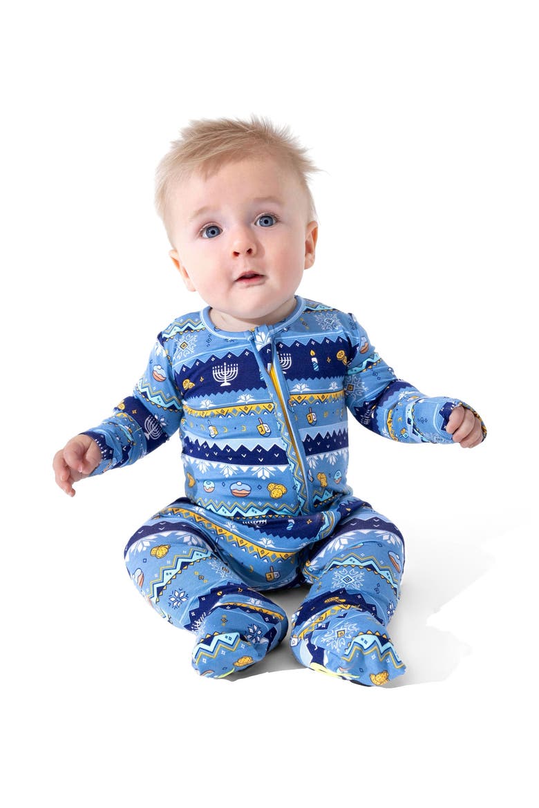 Baby Hanukkah Fair Isle Convertible Footie, Alternate, color, Hanukkah Fair Isle