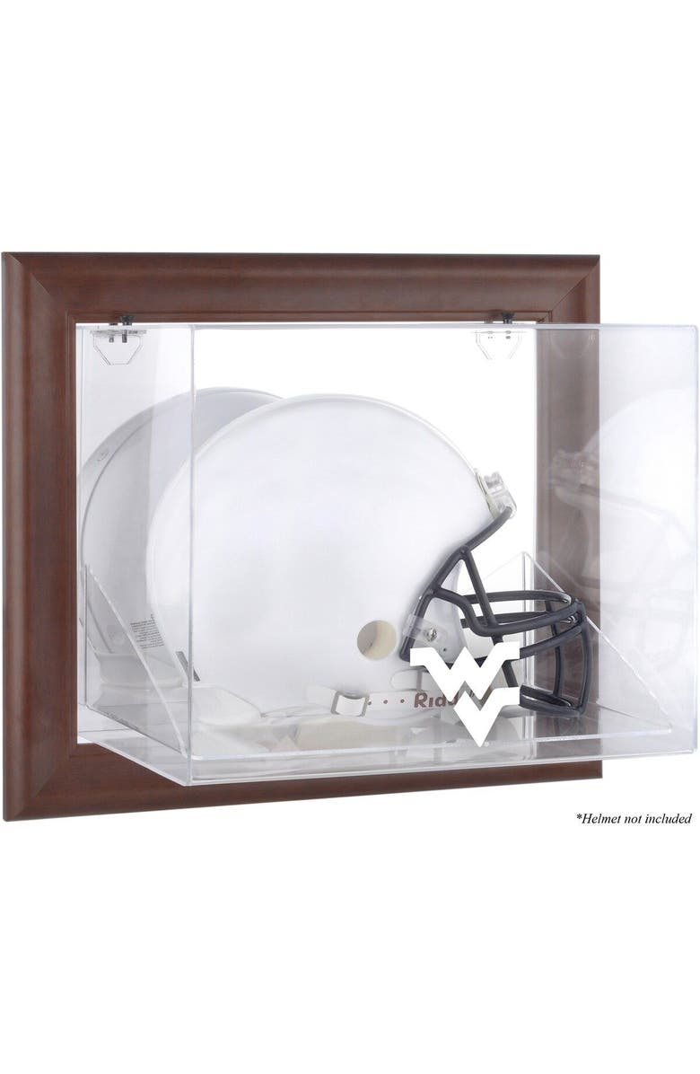 FANATICS AUTHENTIC West Virginia Mountaineers Brown Framed Wall-Mountable Helmet Display Case, Main, color,