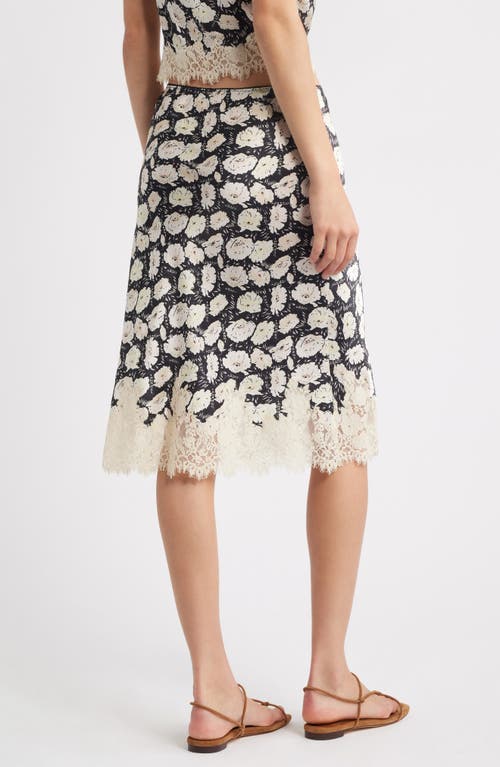 Doen Elowette Lace-trimmed Floral-print Silk-satin Skirt In Multi