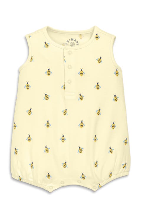 Baby Organic Henley Tank Shortie In Baby Bugs