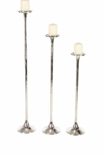 UMA Silvertone Aluminum Tall Candle Holder - Set of 3